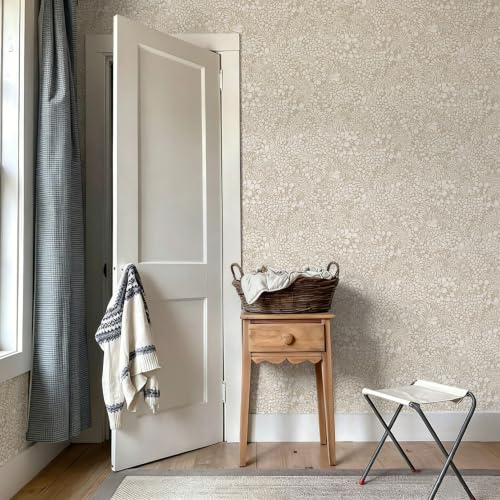 Heroad Vintage Floral Peel Stick Wallpaper Beige Contact Paper for Bedroom — view 4