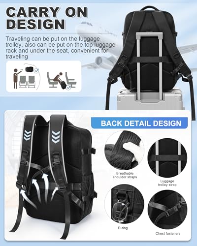 Image of winspansy Vacuum Backpack Travel Essentials with Air Pump Compression Bags for Travel Carry on Flight Approved Seal Vacpack Personal Item Backpack with Vacuum System for Women Men Black