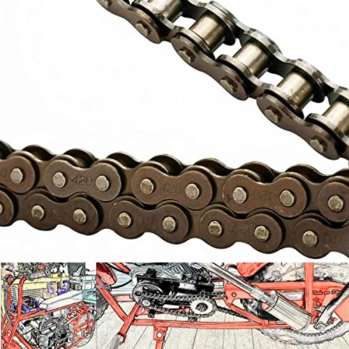 Image of Mini Bike Chain for Coleman Ct200u Ct200u-ex Bt200x Front and Rear Drive Chains and Chain Adjuste Accessories (#420 Chain 42 Link+#420 Chain 90 Link)