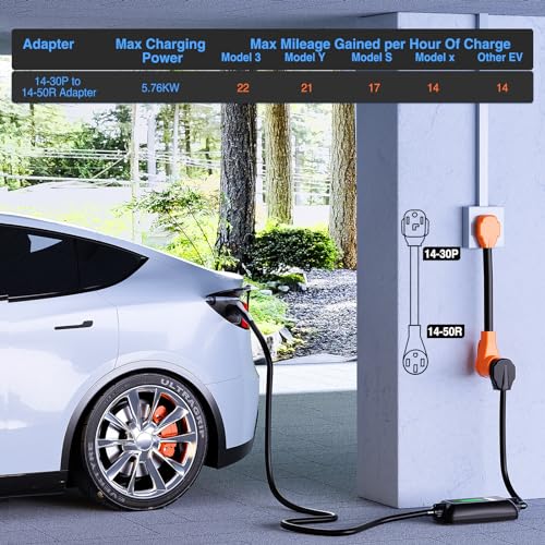 Image of Nilight EV Adapter Cord 30 Amp to 50 Amp 4 Prong Pure Copper New Dryer Outlet to EV Plug Conversion Heavy Duty 10 Gauge Wire Nema 14-30P to 14-50R 30M /50F for Level 2 EVs Using