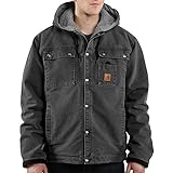 Carhartt Men's Big & Tall Sherpa Lined Sandstone Hooded Multi Pocket Jacket J284,Gravel,X-Large Tall
