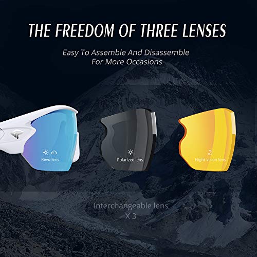 TOREGE Polarized Sports Sunglasses for Men Women Cycling Running Driving Fishing Golf Baseball Glasses TR002 (White&Ice Blue lens) - Thumbnail 3