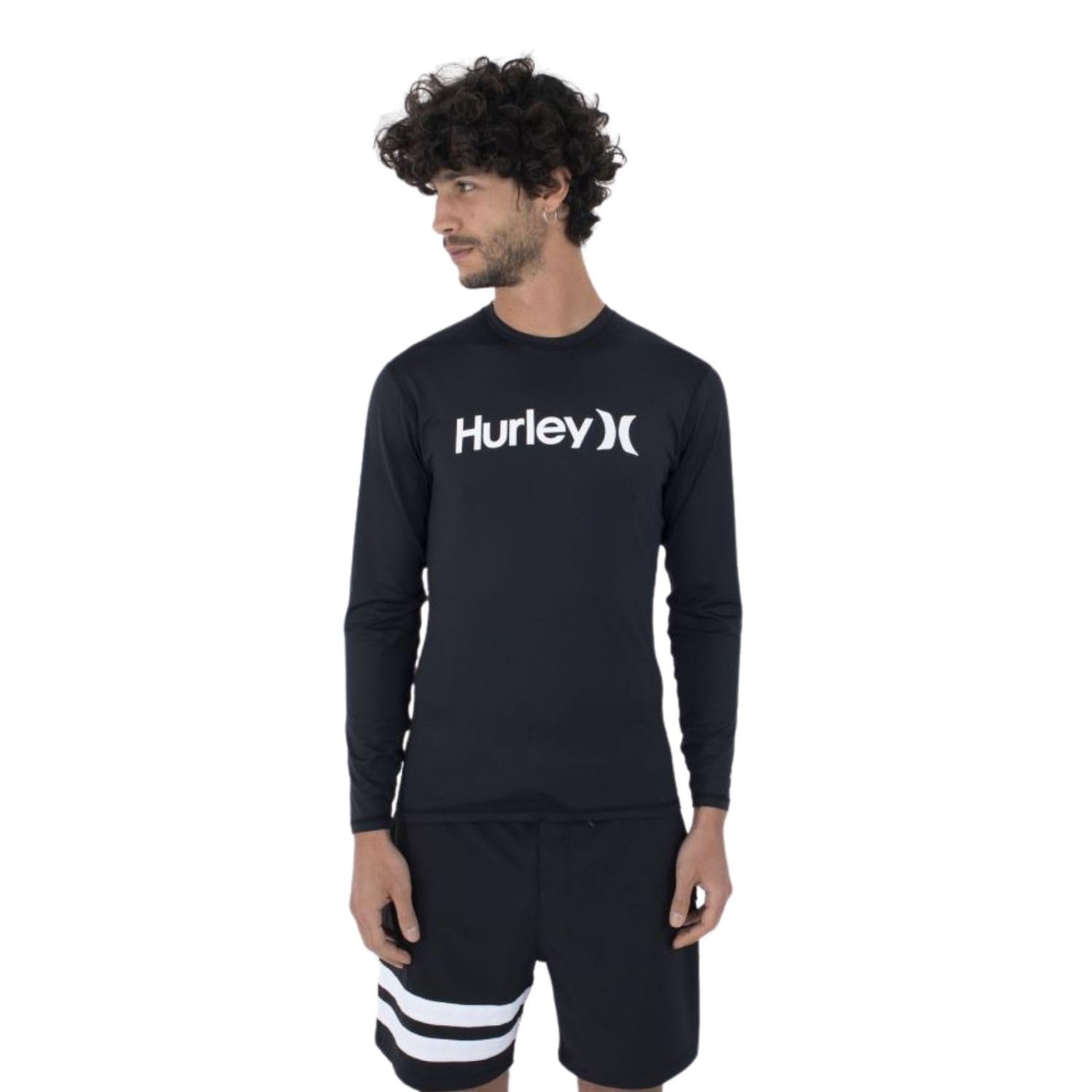 Hurley Quickdry Rashguard LS Camisa Protección Sarpullido Negro S Hombre