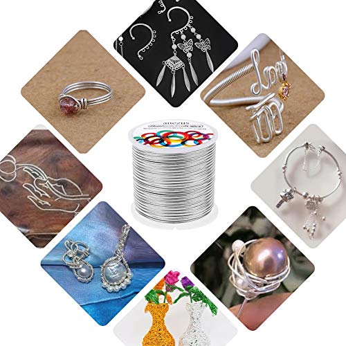 anezus 12 gauge aluminum wire 100 feet - 2mm metal armature bendable sculpting wire for crafts wreath making jewelry making beading floral silver