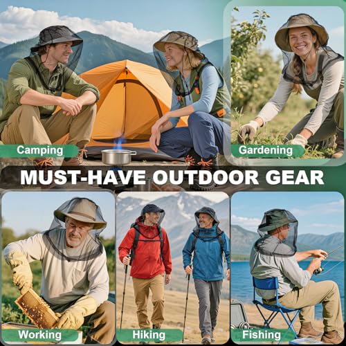 image for Pmxary 2 Pack Premium Mosquito Head Nets with Drawstring, Breathable U