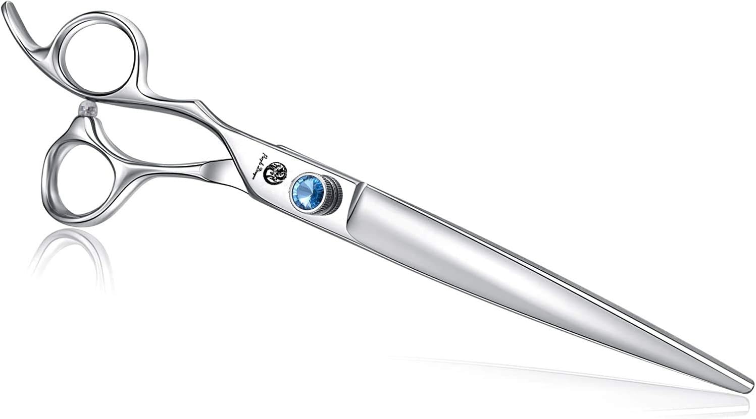 Purple Dragon8.0" Left Handed Professional Pet/Dog Grooming Hair Cutting Scissors&Downward Curved Scissor &Chunker Shears with Bag - for Mancinism Pet Groomer or Family DIY