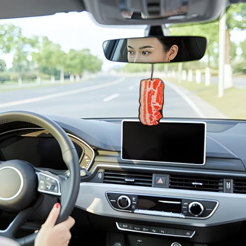 Image of Car Air Freshener, Bacon Steak Vehicle Mirror Interior Hanging Fragrance Decor, Funny Automotive Wardrobe Bathroom Hanging Scent Ornament Accessories, Universal for SUV, Sedan, Truck (Type B)
