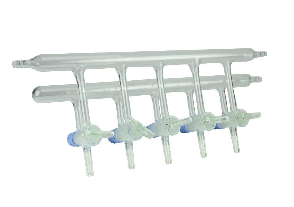 neoLab Schlenkline/Stickstoff-Verteilerrechen con 5 Patent-2-Wege-Glashähnen