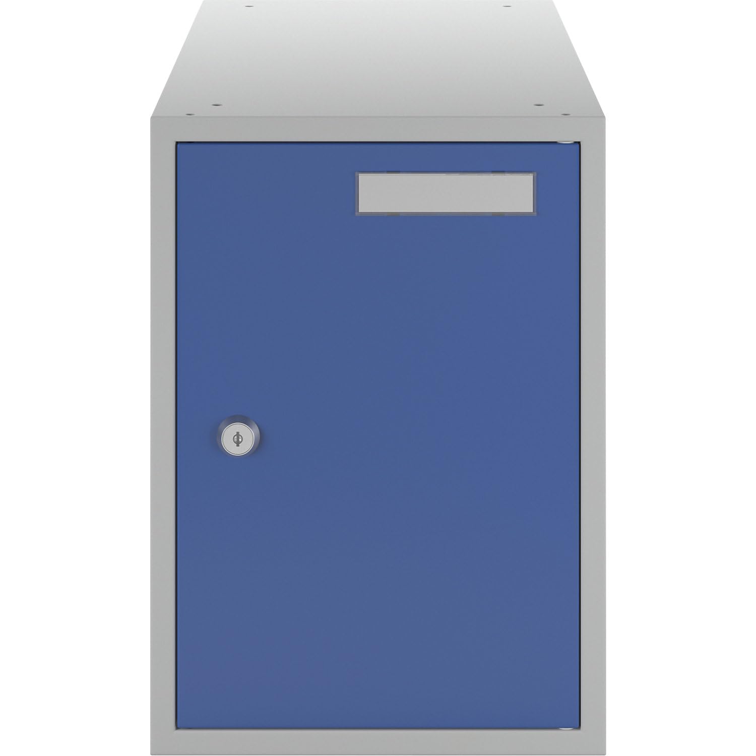 QUIPO Casier verrouillable 350 x 250 x 450 mm porte en tôle pleine gris clair bleu gentiane