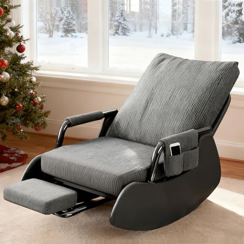 Cozykimo Schaukelsessel mit Hocker, Schaukelstuhl mit fußstütze...