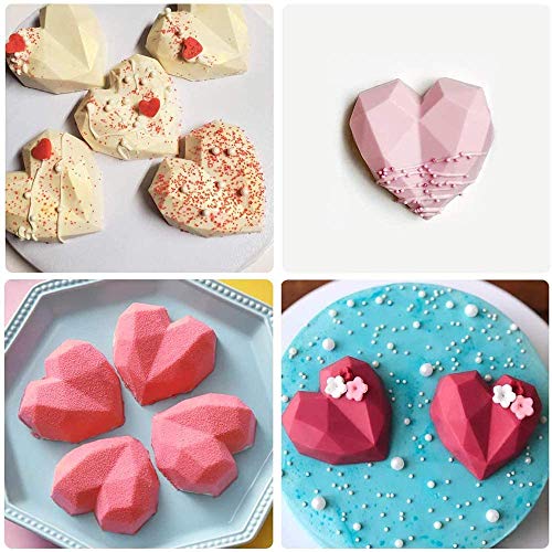 Silicone Mold For Chocolate, 3D Diamond Heart Molds For Chocolate. Food-Grade Silicone Material. Suitable For Wedding And Valentine\'s Day Various Scenes Of Candy, Chocolate, Mousse Cake Molds. 3 pack - Thumbnail 6