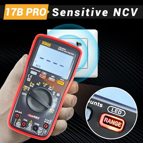 Image of ZIBOO 17B PRO True RMS Digital Multimeter Measures AC /DC Voltage and Current Measurements up to 1000V and 10A (Optional AC Pliers)