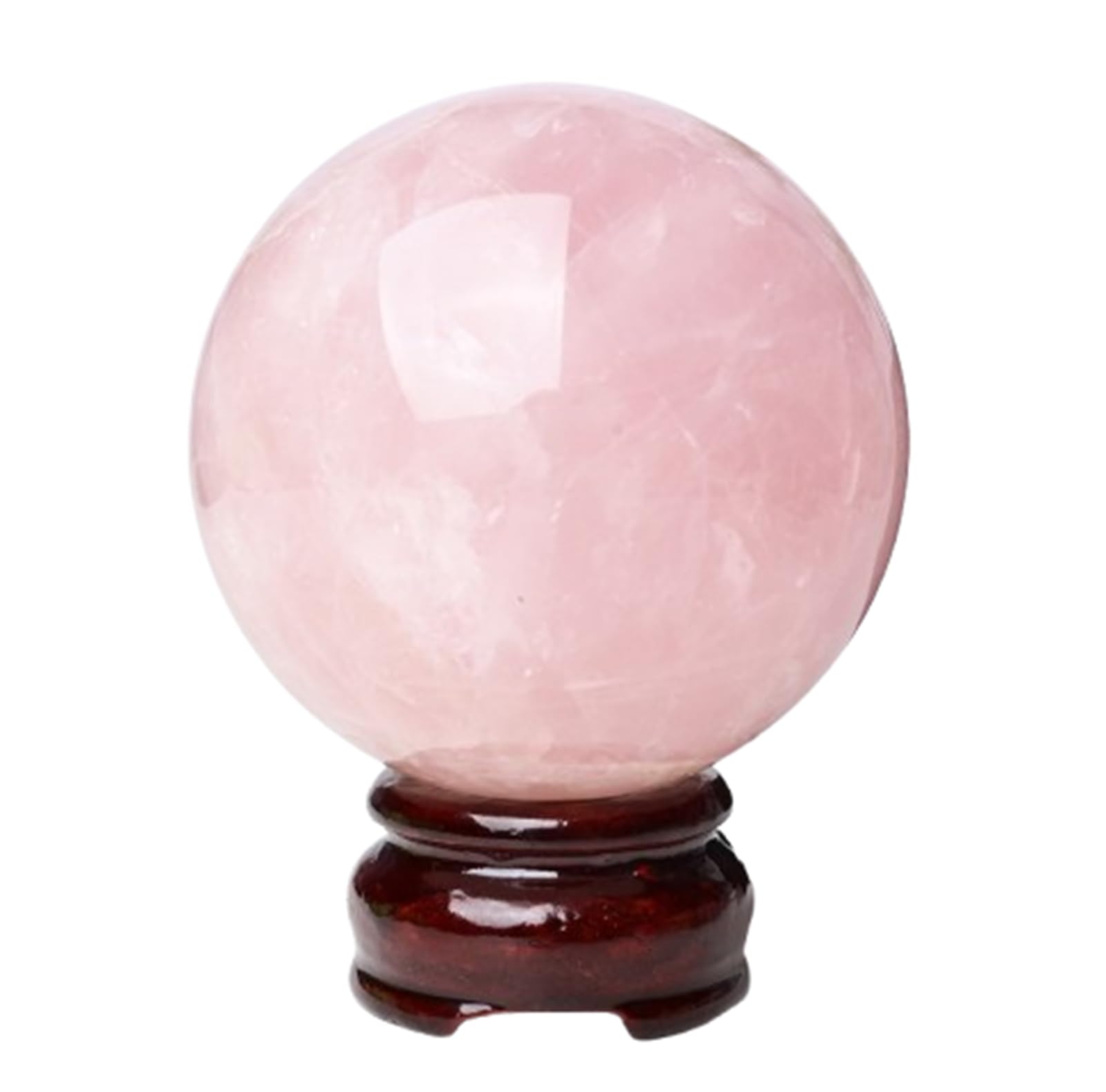 FOPURE Crystal Ball with Wood Stand Rose Quartz Sphere Hand Polished Decorative Fengshui Home Decor Collect Crafts Gifts,1.57"(4cm)
