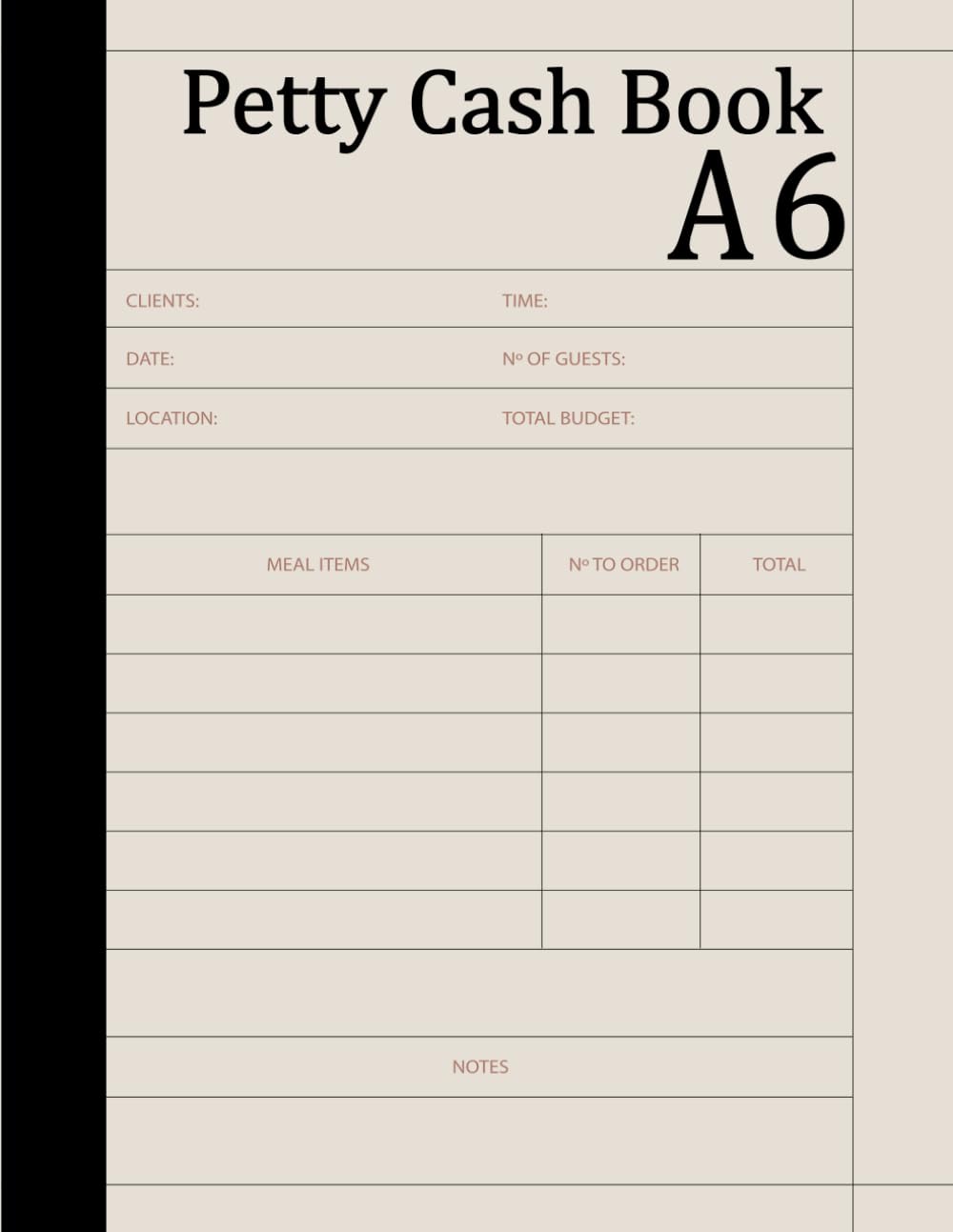 Petty Cash Book A6: Petty Cash Log Book | 120 Pages, Small Pocket Size | Cash Record Ledger To Track Money In / Out Transactions, etc.