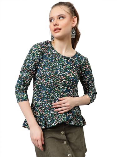 Image of KOTTY Women's Casual Regular Sleeves Printed Multicolor Top