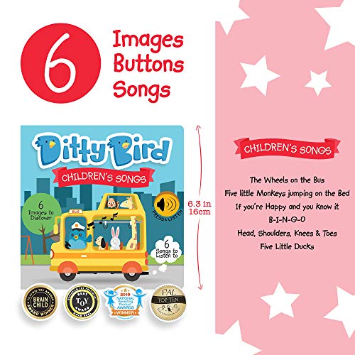 DITTY BIRD Children's Songs Soundbuch - Babyspielzeug mit Musik und Sound. 6 Sound-Knöpfen zum Englisch lernen. Perfekt für bilinguale Kinder ab 1 Jahr. - Image 3
