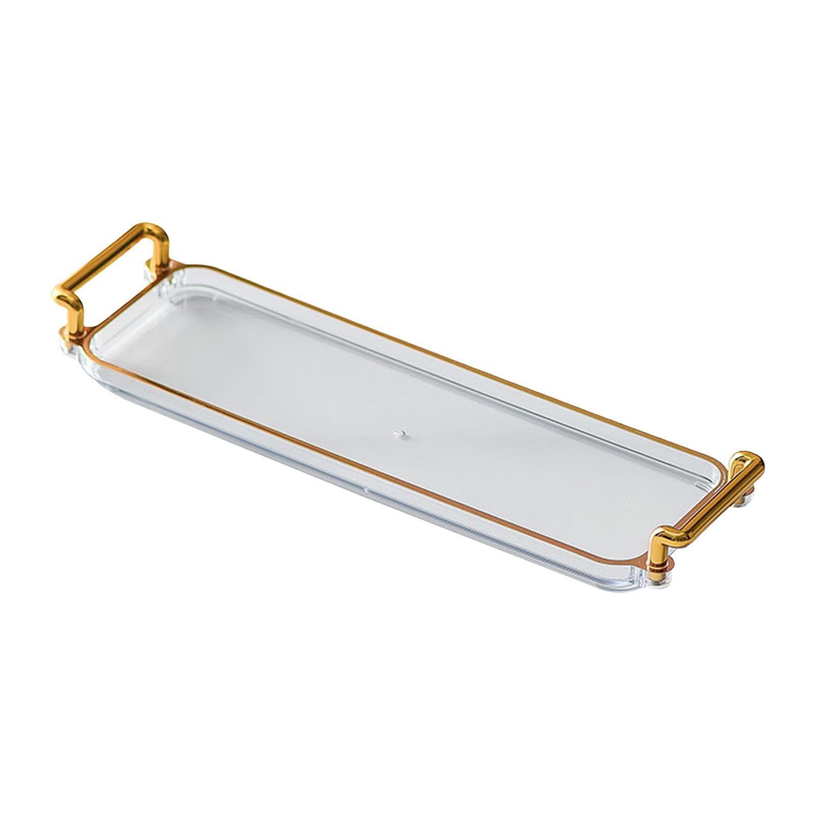 TWISAXC Elegant Decorative Tray With Handles Breakfast Serving Jewelry Organization And Displaying Snacks In Chic Style Serving Tray Fruits Snack Plate, Clear