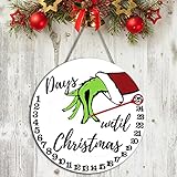 Grinch Christmas Advent Calendar, Homgaty 12 Inch Wooden Christmas Countdown Calendar 2022 Christmas...