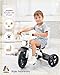 KRIDDO Kids Tricycle, 12 Inch Puncture Free Wheel w Front Light, Adjustable Seat Height, Gift for 2-5 Year Olds, White