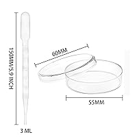 Vista 3 de Bekith 100 Pack Plastic Petri Dishes with Lids, 60mm Dia x 15mm Deep Sterile Clear Petri Dishes with 100Pcs Plastic Transfer Pipettes (3ml) for Lab