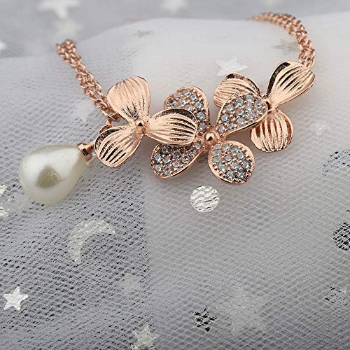 BNQL Orchid Flower Bracelet with Teardrop Pearl Wedding Jewelry Bridesmaids Gifts4