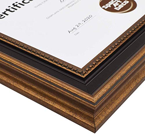 Space Art Deco, 8.5X11 Document Frame With Easel Stand/D-Ring Hangers, Certificates And Pictures, Wall/Table Top Display, Black/Ornate Gold Design (2 Pack) #TOP2