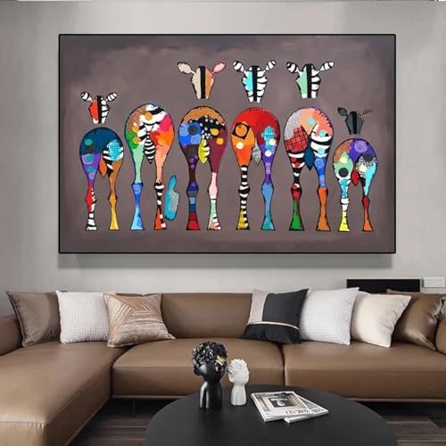 Toile zèbre abstrait coloré 90x140 cm avec cadre noir LSYALUCK