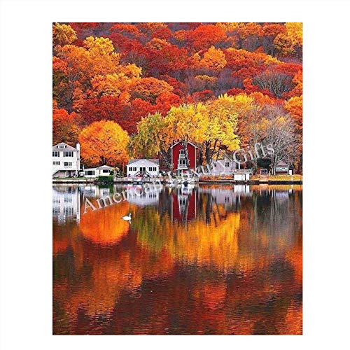 Fall Foliage- Autumn Mountain Lake- 8 x 10" Print Wall Decor Art- Ready to Frame. Home DÃ©cor-Office DÃ©cor. Beautiful Northeast USA, Full Fall Colors- Reflections in the Lake-Great Gift for Fall Lovers
