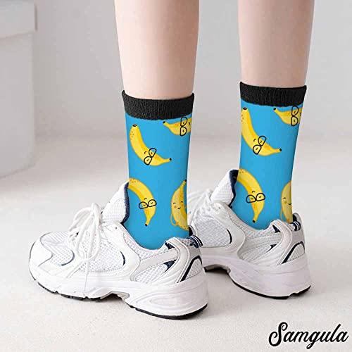 Image of Red Striped Crew Socks for Woman Size 6-8 Christmas Tree Moose Snowflake Dots Lines Girls Socks