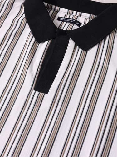 Image of The Indian Garage Co Men Boxy Fit Half Sleeves Vertical Striped Polo T-Shirt