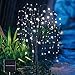 ooLALoo Outdoor Tree Solar Willow Tree 4.6 FT Artificial Plant for Garden Waterproof with Blink Modes for Patio Decor (Cool White)