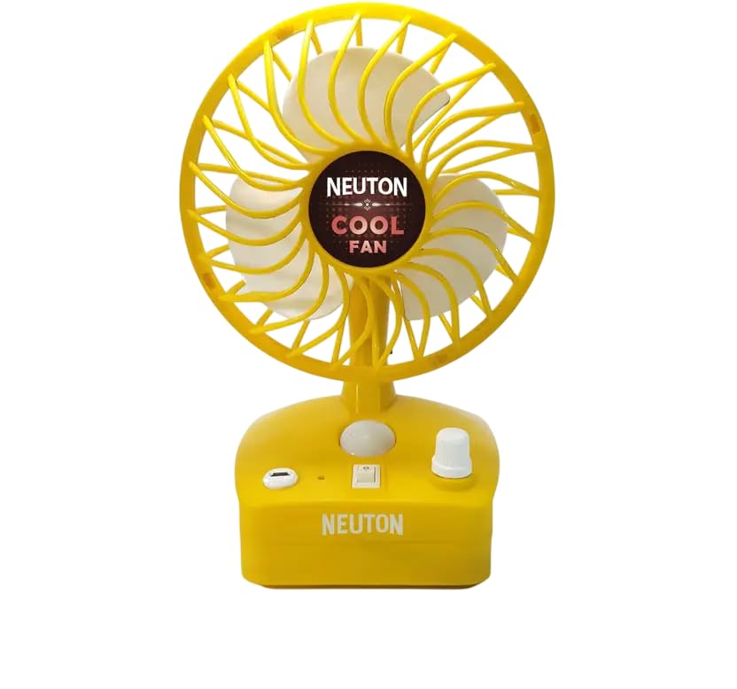 Image of VIJAYA Table Fan, 3 Blade, 25W, 3 Speed Settings, Portable Fan Home, Office (Yellow)