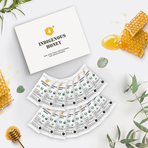 Image of INDIGENOUS HONEY Organic Natural Wild Honey Raw Pure Unprocessed Added Sugar Free NMR Tested Unpasteurized Unheated 15 Sachets Gift Pack 15g Each Total 225g