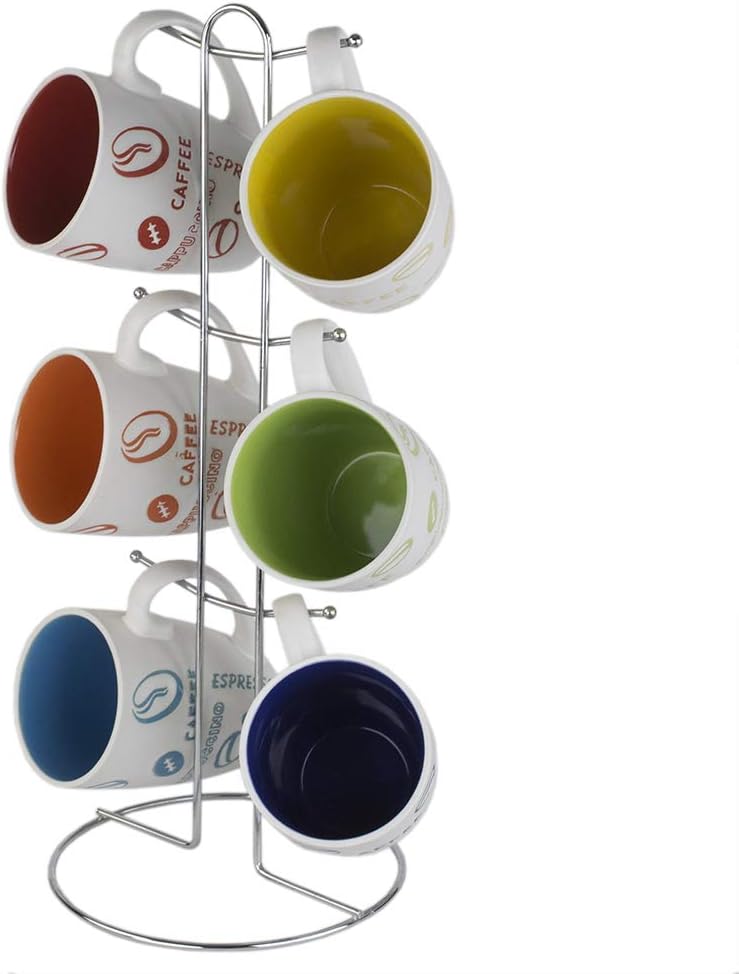 Home Basics 6-Piece Coffee Stand Mug, 7 Set