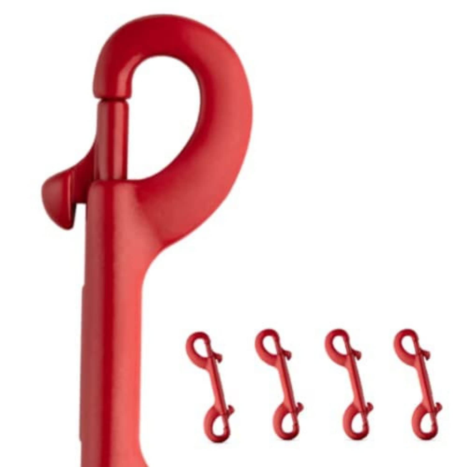 Flourish Pets - Stainless Steel, Multipurpose, Double Sided Bolt Snap Hook (Red, 4 pack)