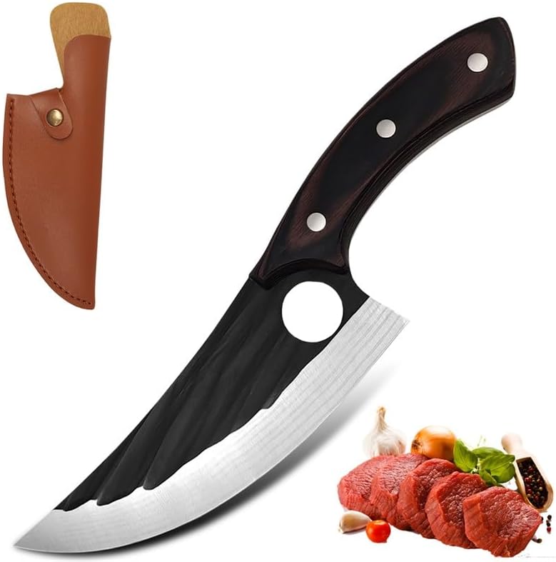 Meat Cleaver,Cleaver Knife 6 Inch Handmade Forged Boning Knife Stainless Steel Butcher Slaughtering Knife Outdoor Meat Cleaver Kitchen Knife, LAMAJIGA5844