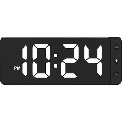 LED Digital Wall Clock with Large Display, Big Digits, Auto-Dimming, 12/24Hr Format, Battery Backup, Silent Wall Clock for Farmhouse, Kitchen, Living Room, Bedroom, Classroom, Office – White