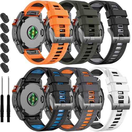 Image of 22mm Compatible with Garmin Fenix E /8 /8pro AMOLED 47mm /Fenix 7 /7 Pro /6 /6 Pro /5 /5 Plus Watch Band,Soft Quickfit Silicone Straps for Forerunner 970 965 955 /Approach S70 47mm /tactix 8 /quatix 7 8 47mm