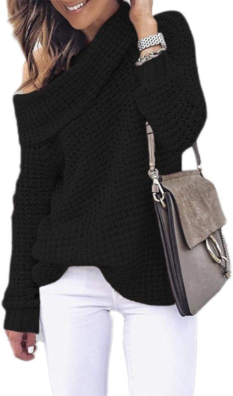 Damen Oversized Rollkragenpullover Mit Fledermausärmeln – Langer Strickpullover Für Herbst & Winter