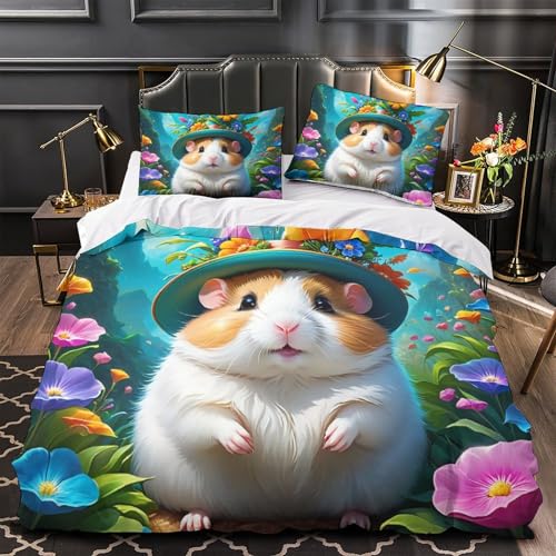 Housse de couette hamster imprimé 3D en microfibre hypoallergénique et douce pour garçon - 4