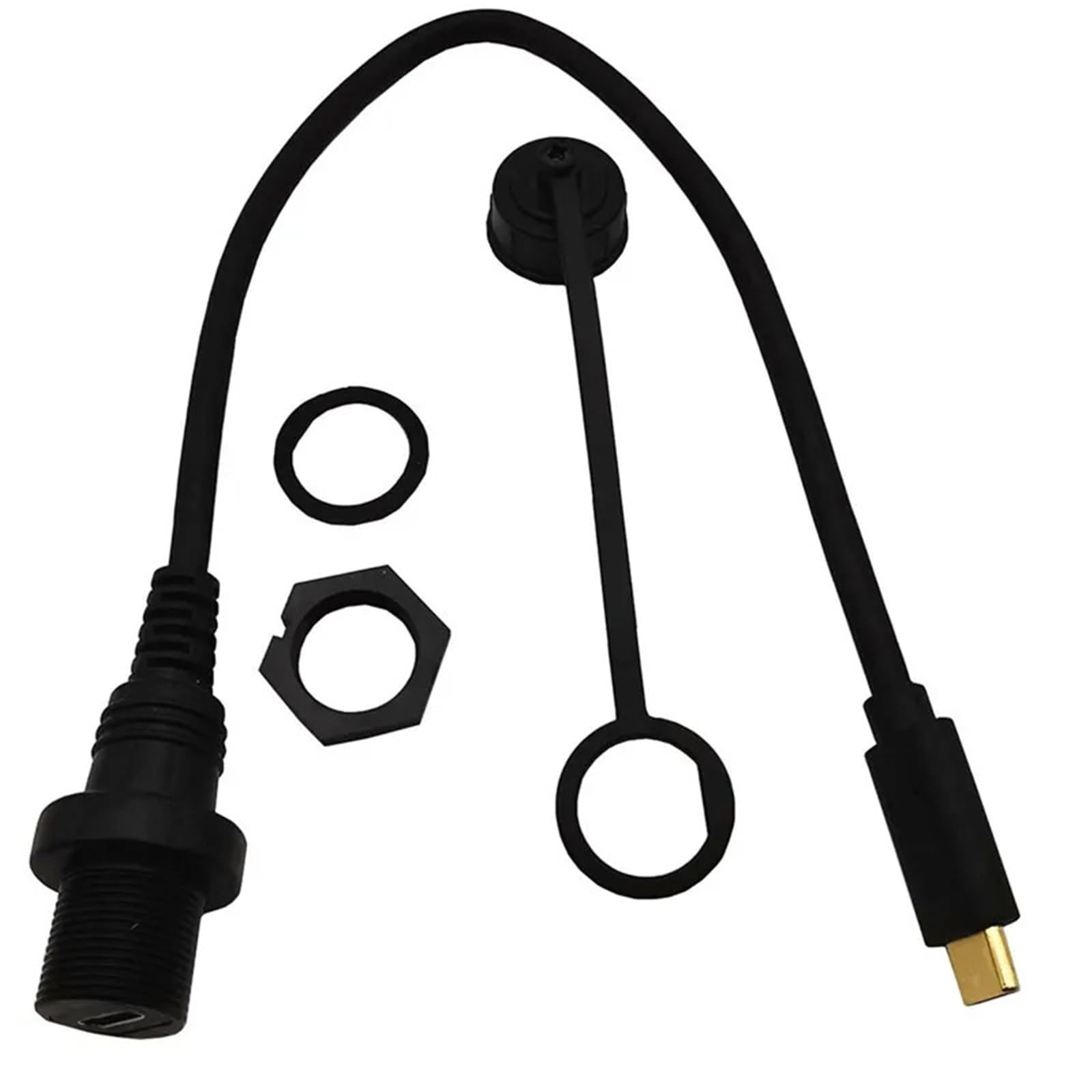 Wodoodporny kabel USB-C IP67 30cm, typ c 3.1 IP 67 męski na żeński, montaż panelowy, wodoodporne przedłużenie złącza