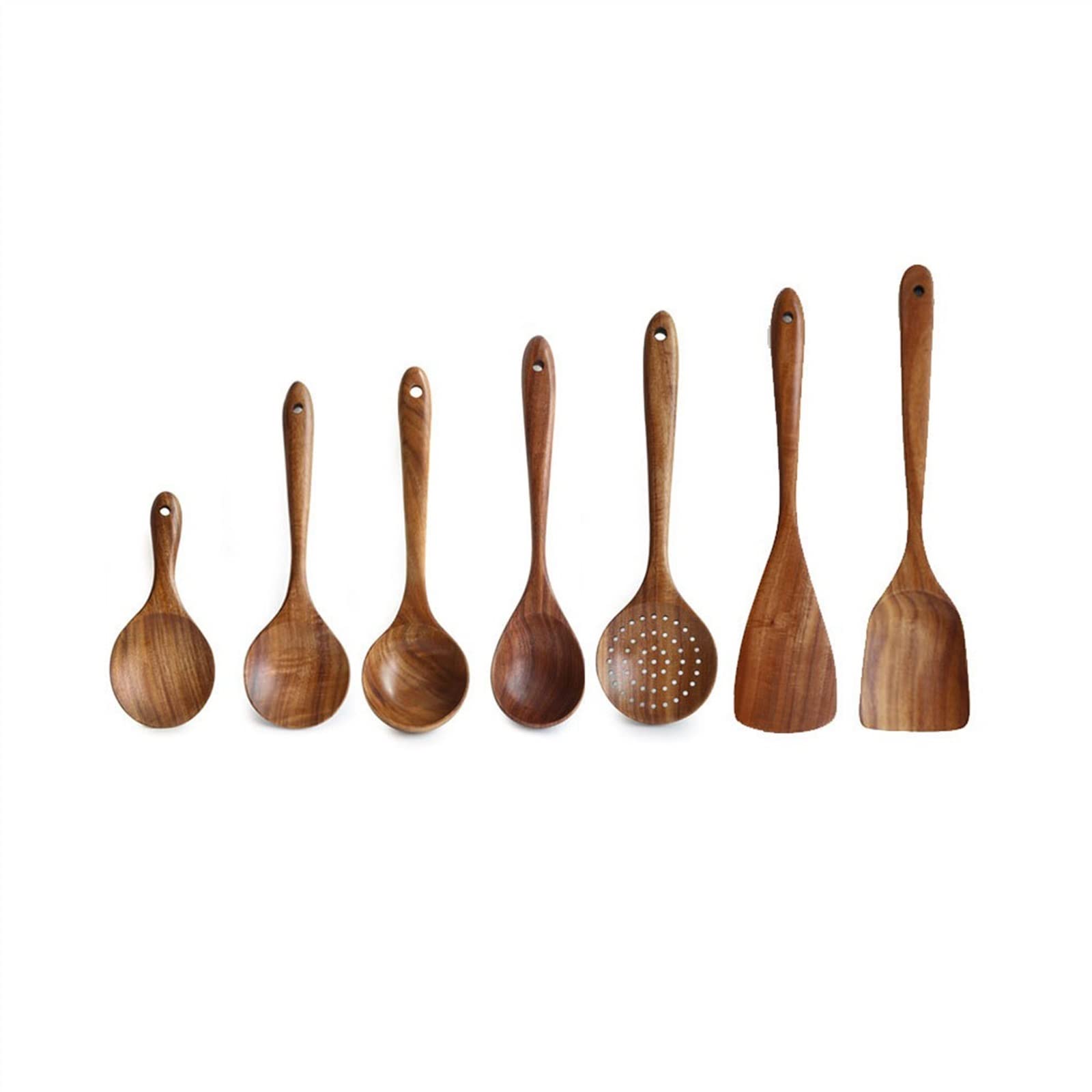 Cooking Utensils Spoons Spatulas 7 Pieces Sets Kitchen Wood Cooking Gadgets