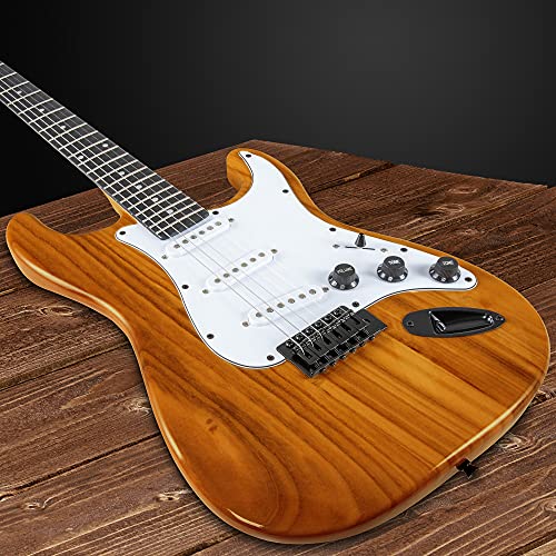 Image of LyxPro 39 inch Electric Guitar Kit Bundle with 20w Amplifier, All Accessories, Digital Clip On Tuner, Six Strings, Two Picks, Tremolo Bar, Shoulder Strap, Case Bag Starter kit Full Size - mahogany