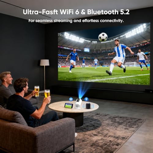 Image of [Built-in Apps] Mini Projector with WiFi and Bluetooth, Native 1080P Portable Movie Projector for Bedroom, Android 12, Auto Vertical Keystone, 180 Rotation, Compatible with HDMI /USB /TV Stick /Laptop