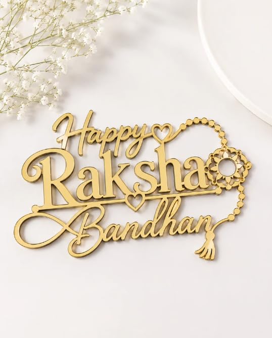 Homebakers Mart 2 Inch Gold Mirror Acrylic Decorative Cutouts for DIY Crafts & Decorations – Pack of 10 (Happy Raksha Bandhan Floral Rakhi Cutout)-image-32