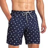 Biwisy Men's Print Swim Trunks Quick Dry Shorts with Pockets