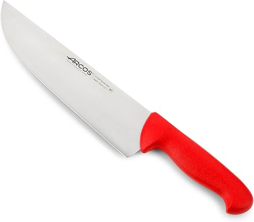 Arcos Cuchillo de carnicero de acero inoxidable de 9 pulgadas. Cuchillo de cocina profesional para cortar carne, pescado y verduras. Mango