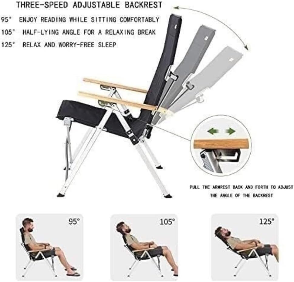 Portable Folding Chair Outdoor Camping Chair Folding Chair Fishing Chairs Portable Chaise Longue Leisure Chair for Garden Park Beach Bbqs Adjustable Folding Chair(B)