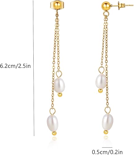 Miniatura 6 de Pearl Tassel Earrings for Women Gold Pearl Drop Earrings Dangling Long Pearl Dangle Earrings for Brides Bridesmaid Prom Anniversary