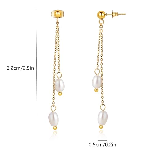 Miniatura 6 de Pearl Tassel Earrings for Women Gold Pearl Drop Earrings Dangling Long Pearl Dangle Earrings for Brides Bridesmaid Prom Anniversary